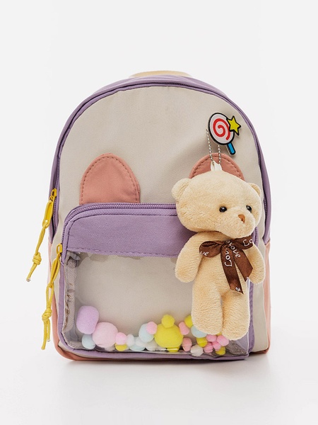 Рюкзак "Зайченя" з ведмедиком колір бузковий ЦБ-00212049 SKT000891183 фото