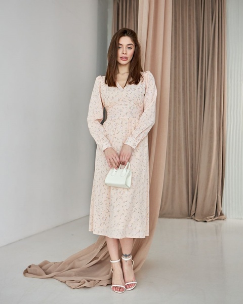 Женское длинное платье 50 цвет персиковый ЦБ-00214549 SKT000896487 фото