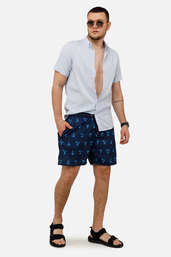 Чоловічі пляжні шорти 44 колір темно-синій ЦБ-00250596 SKT000993698 фото