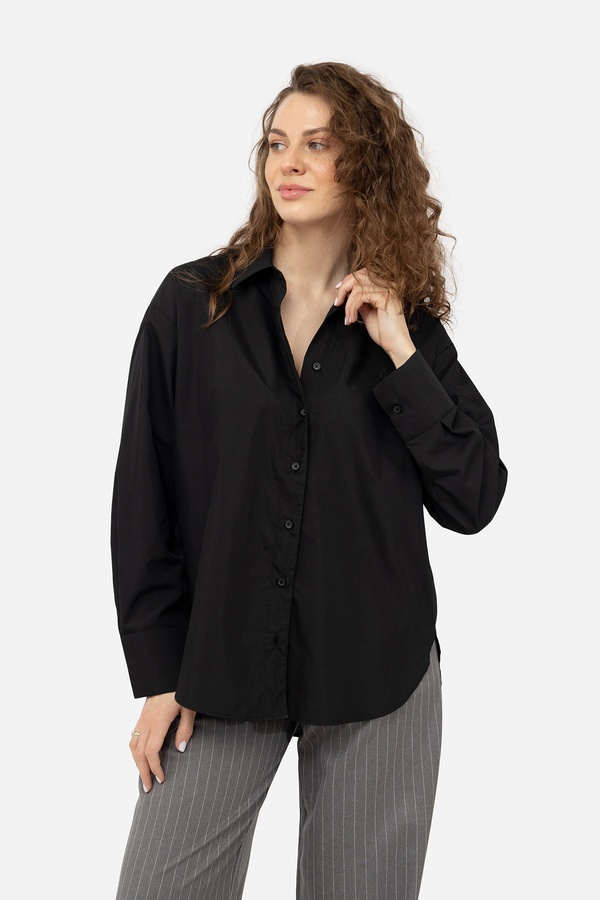 Жіноча сорочка з довгим рукавом 48 колір чорний ЦБ-00242164 SKT000963749 фото