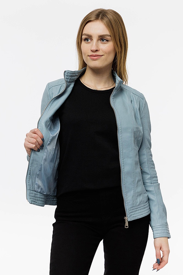 Жіноча куртка з екошкіри 50 колір блакитний ЦБ-00161929 SKT000549122 фото