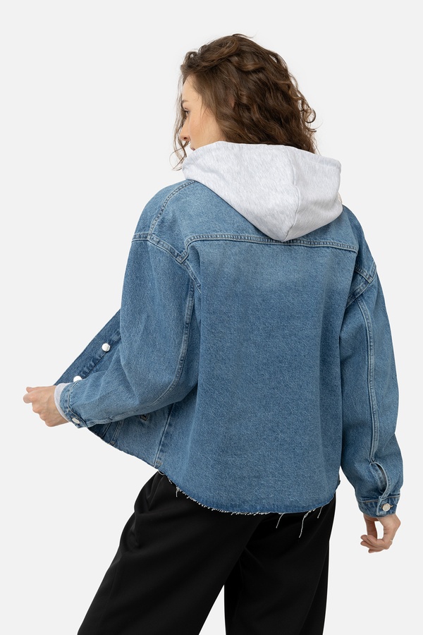 Жіноча джинсова куртка 42 колір блакитний ЦБ-00245187 SKT000980736 фото