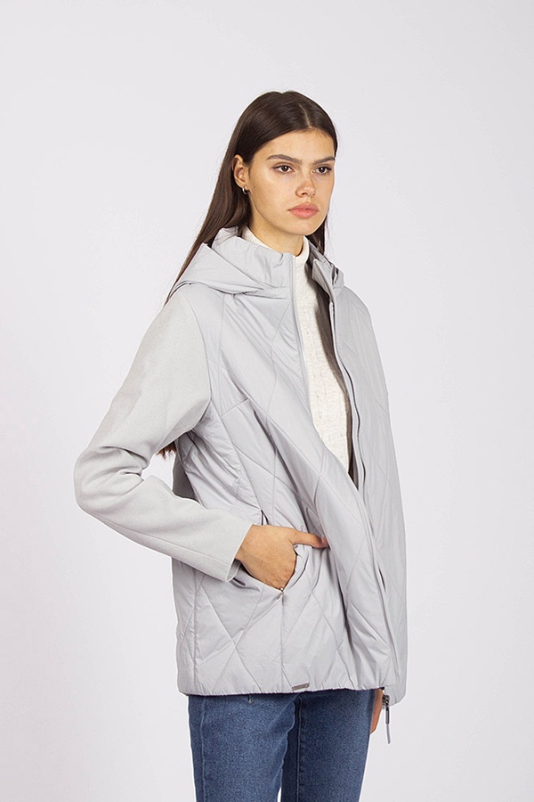 Куртка коротка стьогана жіноча 44 колір сірий ЦБ-00169005 SKT000566795 фото