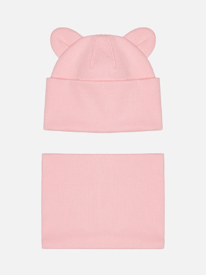 Комплект шапки для девочки 40-42 цвет светло-розовый ЦБ-00229963 SKT000933558 фото