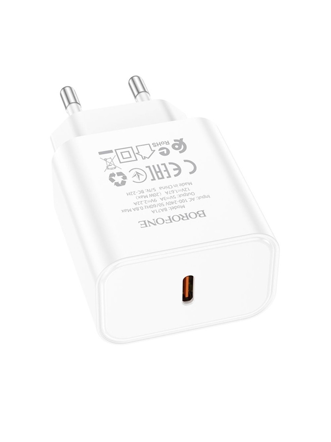 Сетевое зарядное устройство для Borofone BA71A Type-C PD цвет белый ЦБ-00218830 SKT000905461 фото
