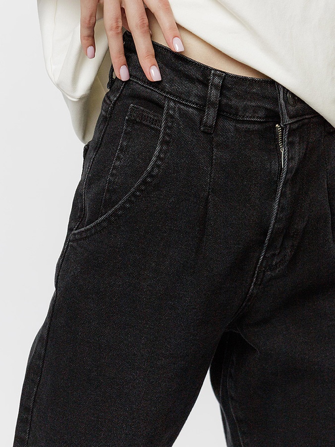 Жіночі джинси балони 46 колір чорний ЦБ-00217702 SKT000903148 фото