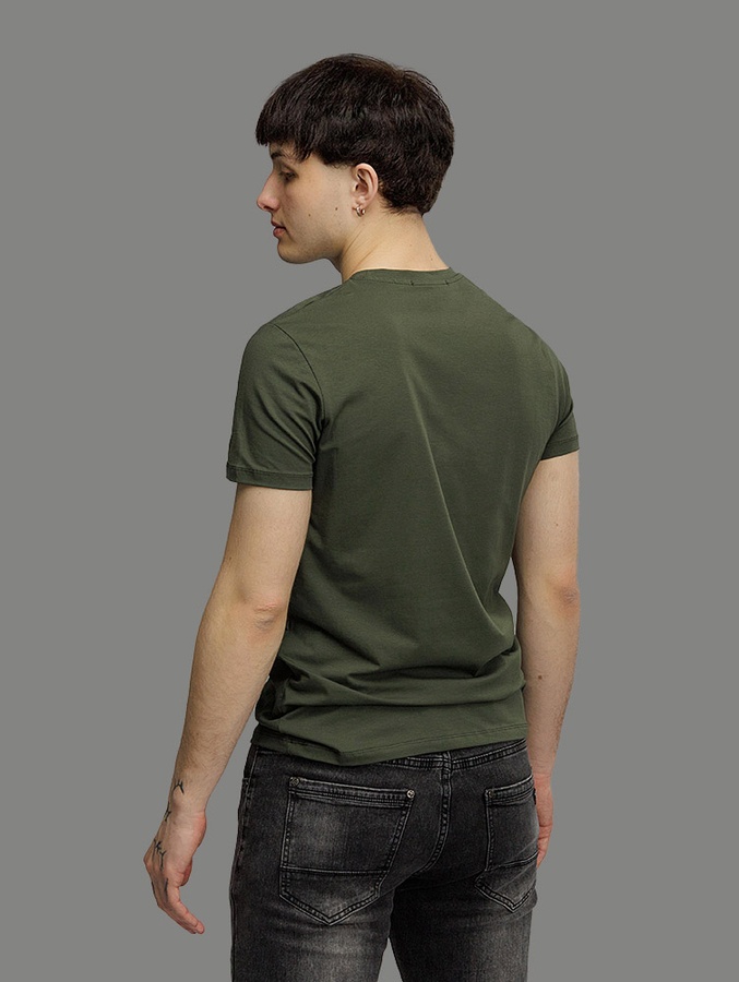 Чоловіча футболка регуляр 44 колір хакі ЦБ-00216050 SKT000899829 фото