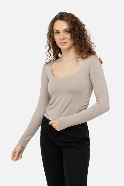 Женская футболка (лонгслив) 44 цвет бежевый ЦБ-00242073