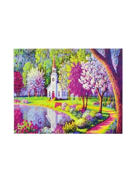 Алмазная мозаика "Часовня в саду", 30х40 см цвет разноцветный ЦБ-00217189 SKT000902212 фото