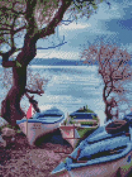 Алмазна мозаїка "Човники на березі", 30х40 см колір різнокольоровий ЦБ-00221587 SKT000912816 фото