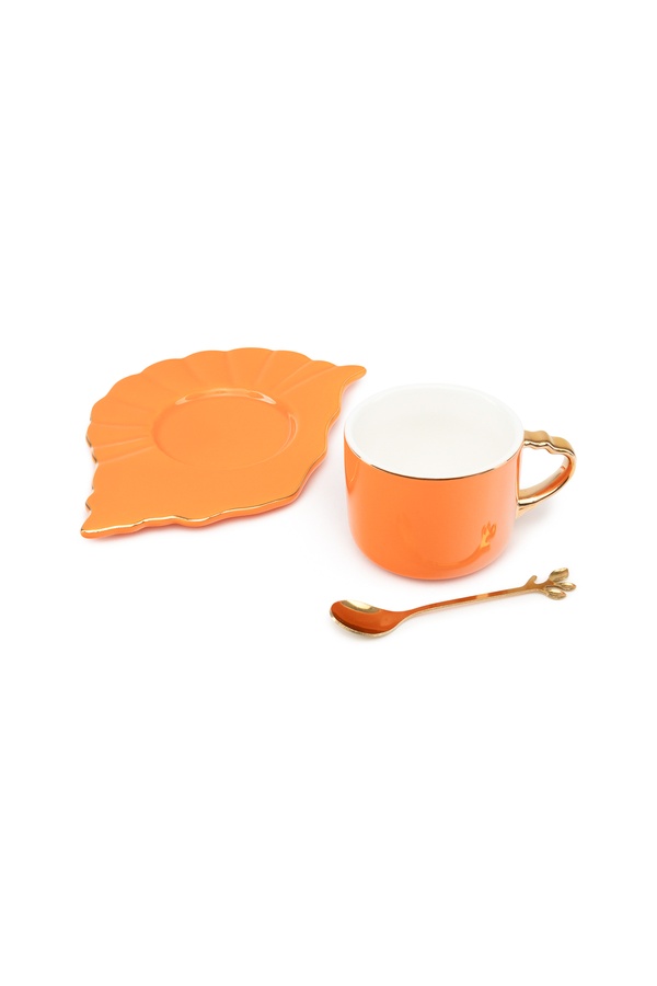 Чашка з блюдцем та ложкою "Muse" колір помаранчевий ЦБ-00235221 SKT000945624 фото