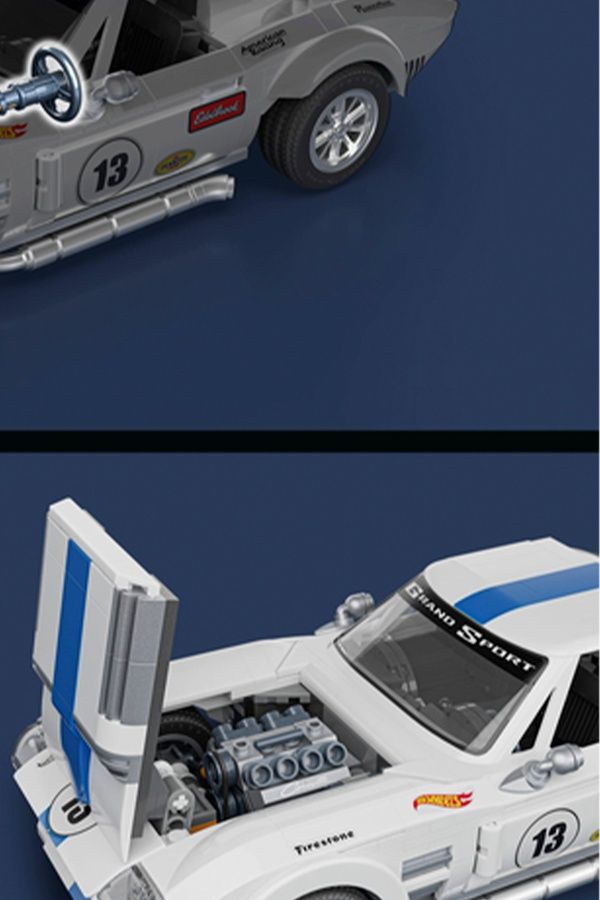 Колекційна машинка-конструктор - "Corvette Grand Sport" серії "Elite" Mattel Brick Shop Hot Wheels JGR31 ЦБ-00285846 фото