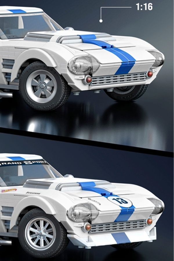 Колекційна машинка-конструктор - "Corvette Grand Sport" серії "Elite" Mattel Brick Shop Hot Wheels JGR31 ЦБ-00285846 фото