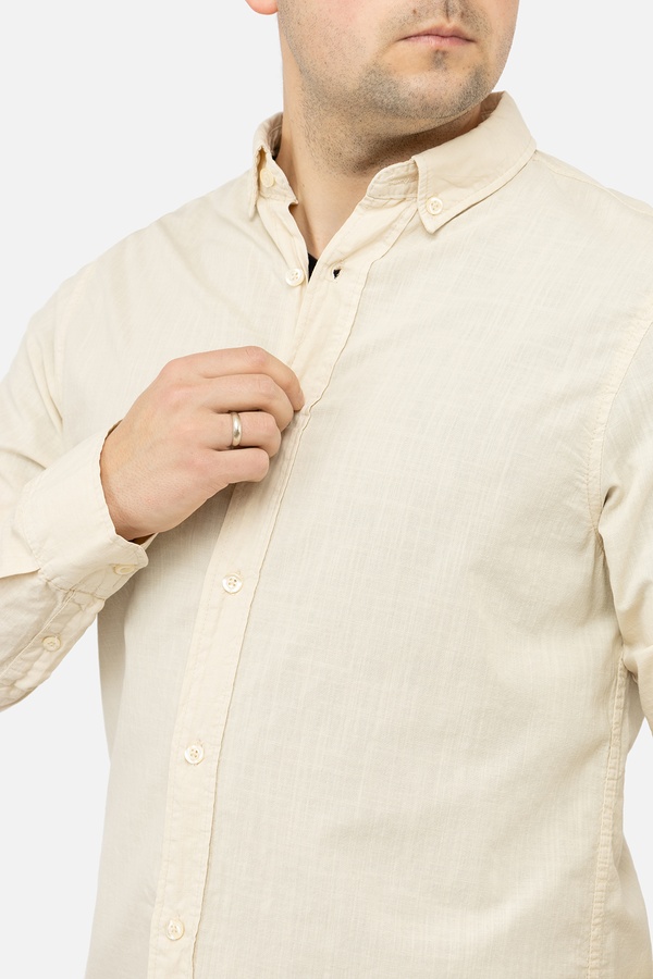 Мужская рубашка с длинным рукавом 44 цвет молочный ЦБ-00241592 SKT000961999 фото