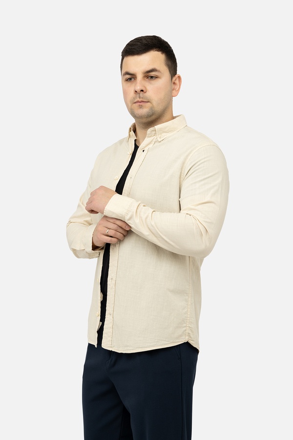 Чоловіча сорочка з довгим рукавом 44 колір молочний ЦБ-00241592 SKT000961999 фото