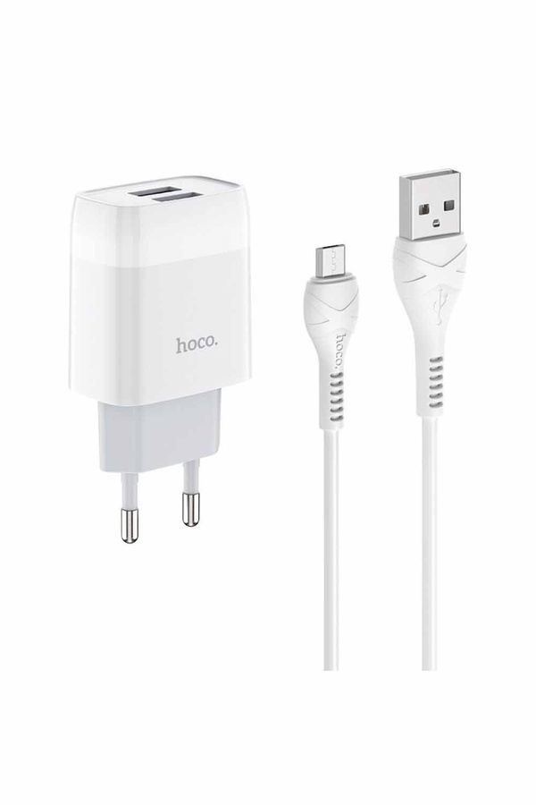 Мережевий зарядний пристрій Hoco C73A 2 USB 2.4A Micro колір білий ЦБ-00196964 SKT000860255 фото