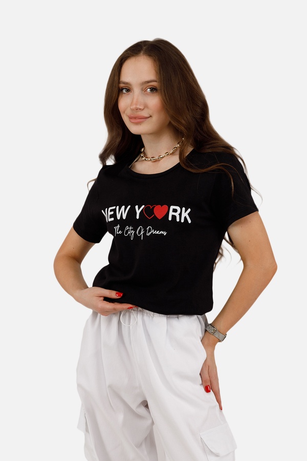 Женская футболка с коротким рукавом 40 цвет черный ЦБ-00252403