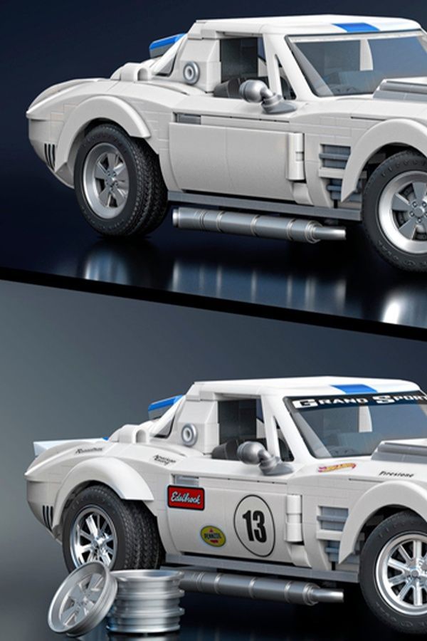 Колекційна машинка-конструктор - "Corvette Grand Sport" серії "Elite" Mattel Brick Shop Hot Wheels JGR31 ЦБ-00285846 фото
