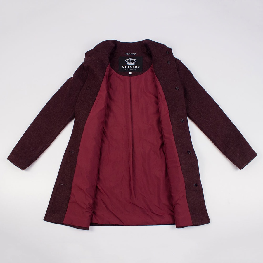 Пальто черно-коричневое женское с поясом 42 цвет темно-коричневый ЦБ-00135017 SKT000478878 фото