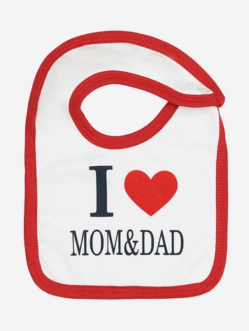 Слюнявчик "I love MOM&DAD" для дівчинки колір білий ЦБ-00131396 SKT000471792 фото