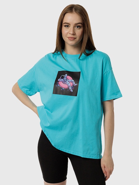 Жіноча футболка оверсайз 46 колір блакитний ЦБ-00218098 SKT000903904 фото
