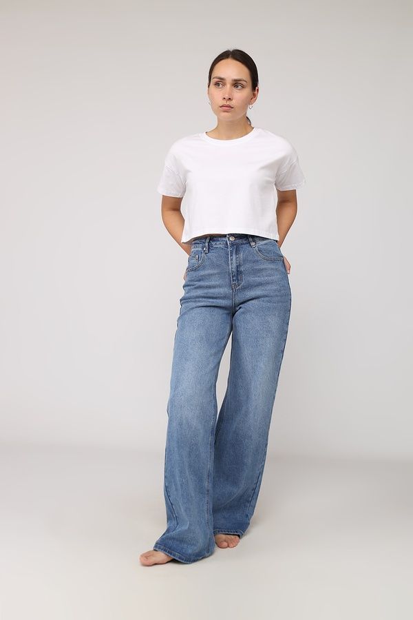 Джинсы wide leg женские цвет синий 50 ЦБ-00279680 фото