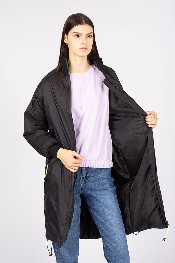 Куртка длинная женская 42 цвет черный ЦБ-00176330 SKT000588960 фото