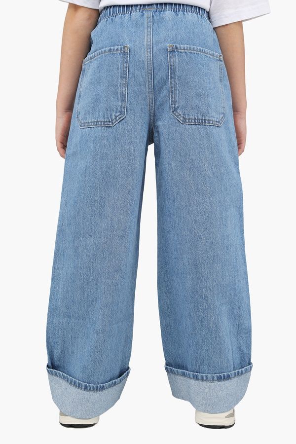 Джинси wide leg для дівчинки колір блакитний 152 ЦБ-00290688 фото