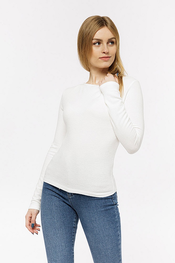 Жіноча футболка з довгим рукавом 42 колір білий ЦБ-00206754 SKT000881511 фото