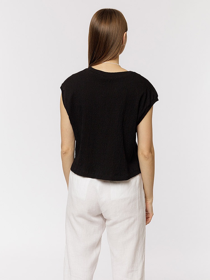 Жіноча коротка футболка 42 колір чорний ЦБ-00219341 SKT000907143 фото