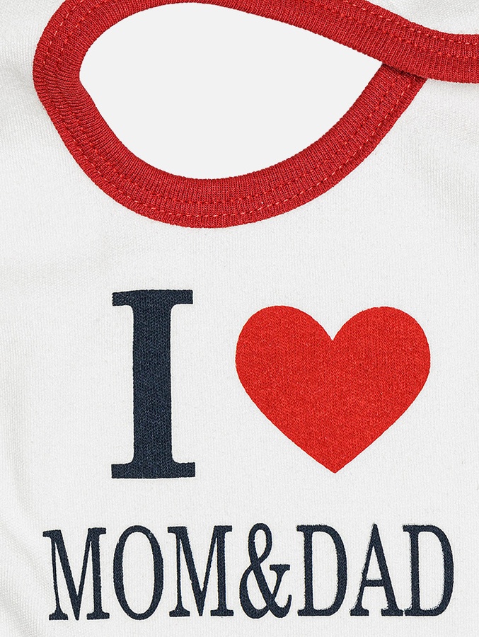 Слюнявчик "I love MOM&DAD" для дівчинки колір білий ЦБ-00131396 SKT000471792 фото