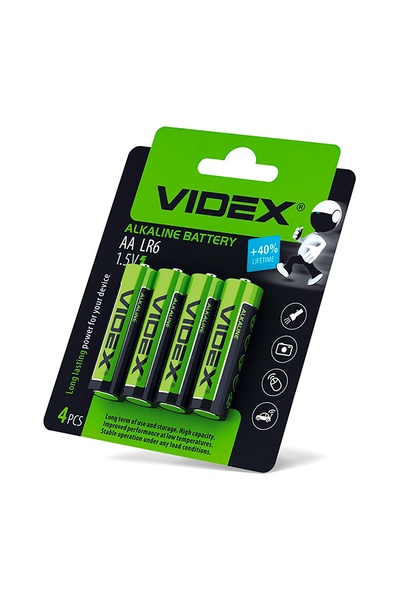 Батарейки Videx лужна LR6/AA 4pcs Blister CARD, ціна за 1 шт колір різнокольоровий ЦБ-00238201 SKT000955707 фото