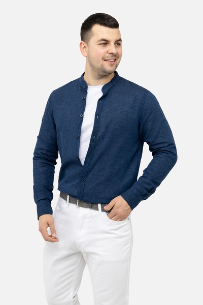 Чоловіча сорочка з довгим рукавом 52 колір синій ЦБ-00244798 SKT000979881 фото