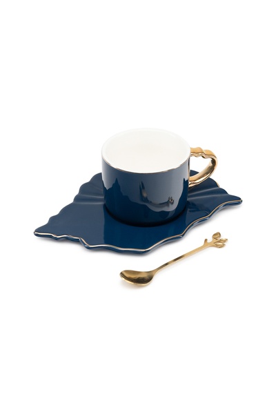 Чашка з блюдцем та ложкою "Muse" колір синій ЦБ-00235223 SKT000945626 фото
