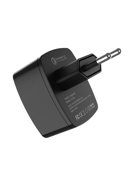 Мережевий зарядний пристрій C70A USB QC3.0 колір чорний ЦБ-00215833 SKT000899304 фото