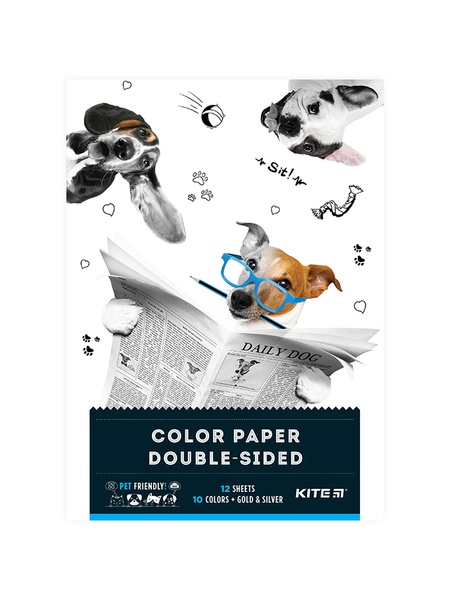 Папір кольоровий двосторонній 12 кольорів Kite Dogs колір різнокольоровий ЦБ-00223066 SKT000916576 фото