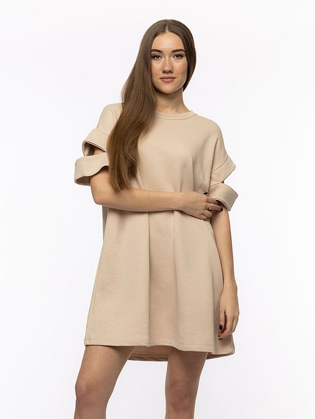 Жіноча коротка сукня 48 колір молочний ЦБ-00214256 SKT000896089 фото