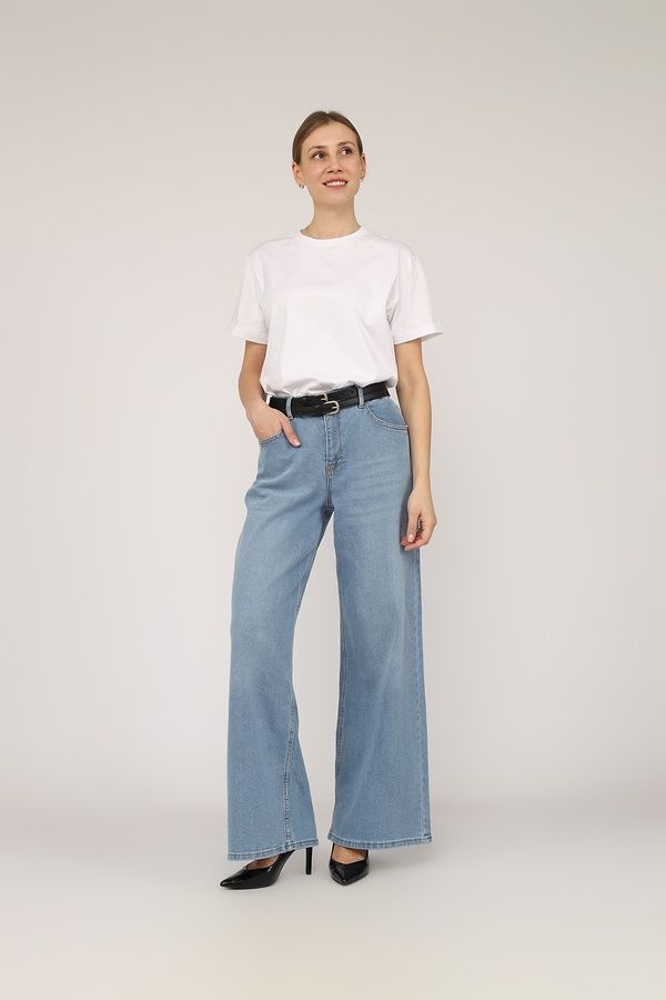 Джинси wide leg жіночі колір блакитний 42 ЦБ-00270126 фото