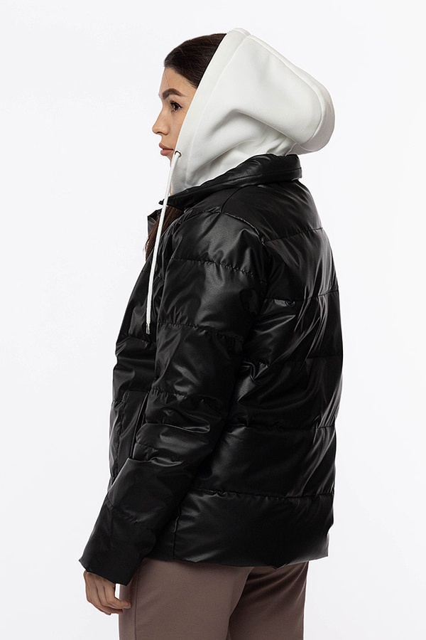 Жіноча куртка пряма коротка 54 колір чорний ЦБ-00206949 SKT000882084 фото