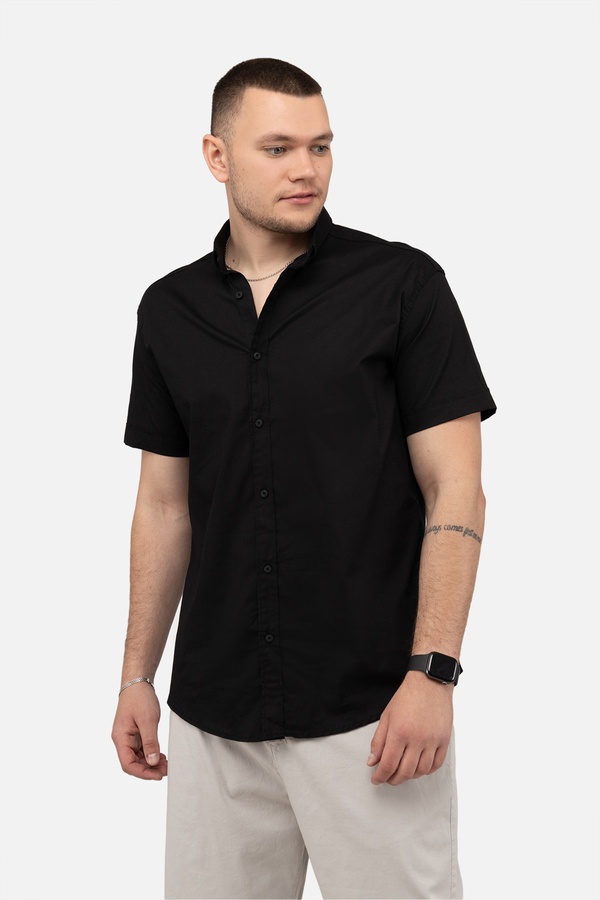 Чоловіча сорочка з коротким рукавом 54 колір чорний ЦБ-00250764 SKT000994257 фото