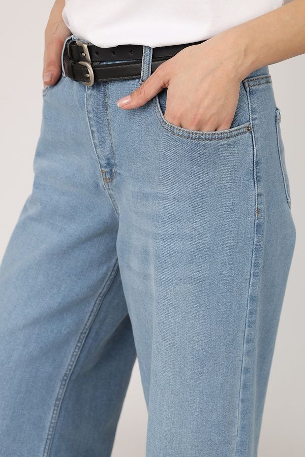 Джинси wide leg жіночі колір блакитний 42 ЦБ-00270126 фото