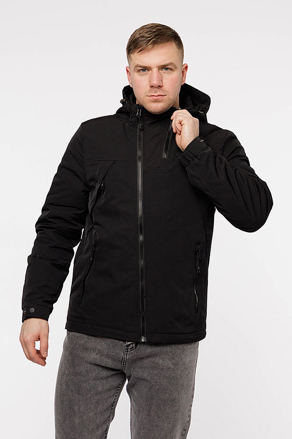 Чоловіча куртка коротка 48 колір чорний ЦБ-00207121 SKT000882383 фото