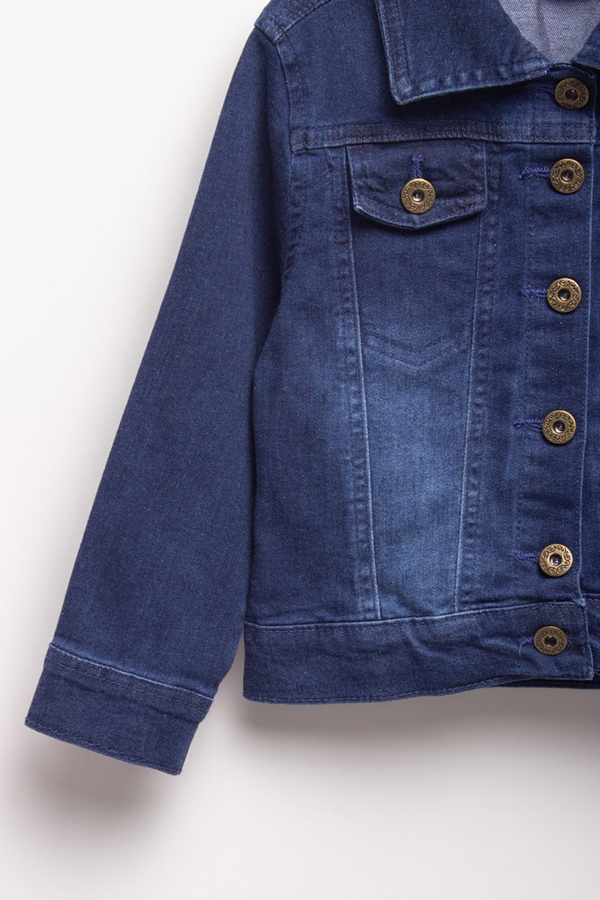 Куртка джинсова коротка на дівчинку 134 колір темно-синій ЦБ-00114287 SKT000509420 фото