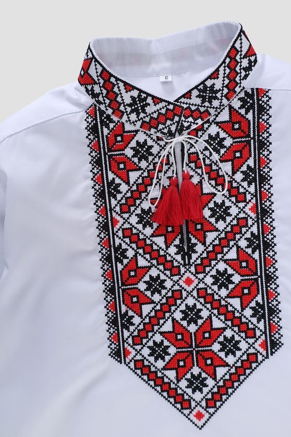 Вишиванка з довгим рукавом для хлопчика колір білий 110 ЦБ-00293785 фото