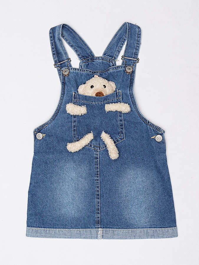 Комбінезон джинсовий для дівчинки з іграшкою 92 колір темно-синій ЦБ-00189605 SKT000840460 фото