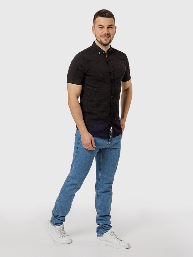 Мужская рубашка с коротким рукавом 44 цвет черный ЦБ-00218778 SKT000905259 фото