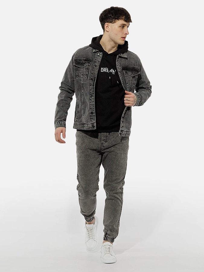 Чоловіча джинсова куртка 50 колір темно-сірий ЦБ-00213713 SKT000894471 фото