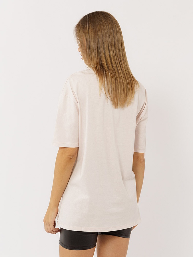 Женская удлиненная футболка регуляр 48 цвет пудровый ЦБ-00216955 SKT000901796 фото