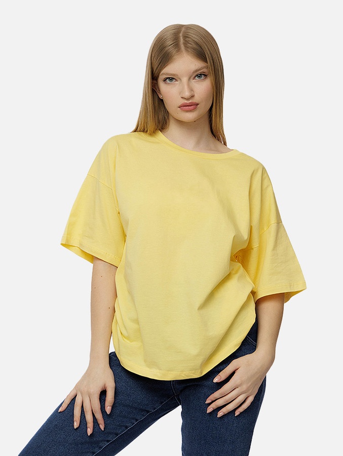 Жіноча футболка оверсайз 54 колір жовтий ЦБ-00210726 SKT000890453 фото