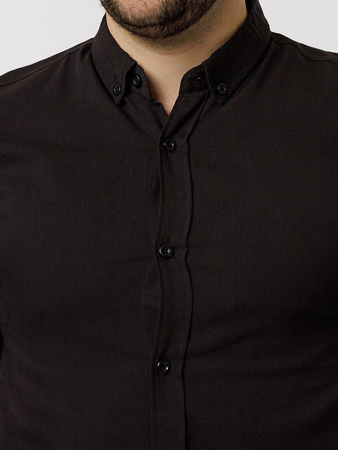 Чоловіча сорочка з коротким рукавом 44 колір чорний ЦБ-00218778 SKT000905259 фото
